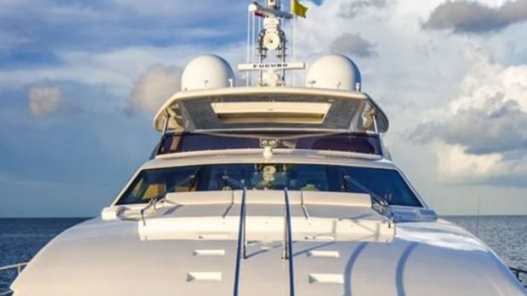 Mega Yacht Ferretti cruising in the ocean in Miami Florida
