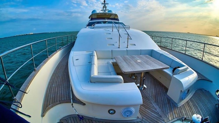 Mega Yacht Ferretti cruising in the ocean in Miami Florida