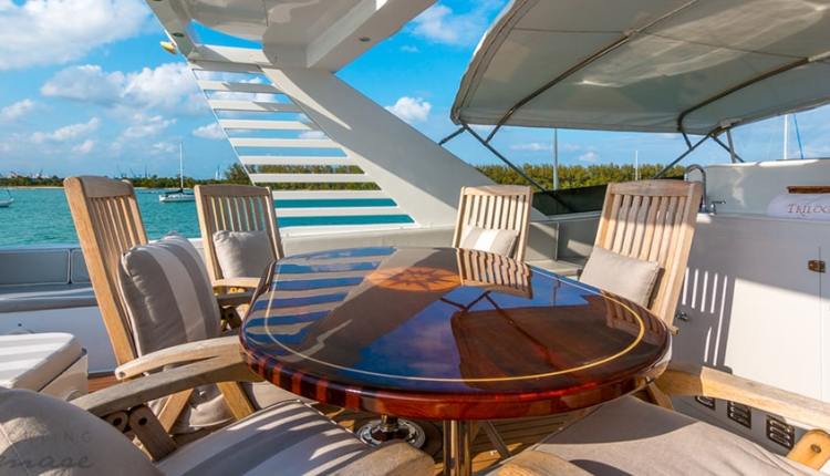 table for guests on a yacht